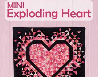 Mini Exploding Heart Quilt Pattern by Slice of Pi Quilts | Small Heart Quilt | Beginner Friendly | Domestic 1st Class Shipping 3.17