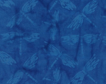 Dragonfly in Lake Blue from the Lemon Grass Collection by Island Batik | 2 Yards End of Bolt