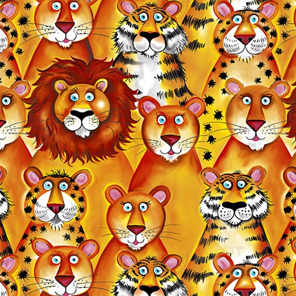 Lions et tigres de la collection Jungle Buddies par Blank Quilting