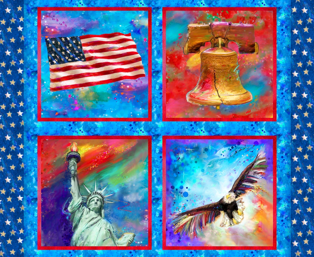 American Icons Patriotic Panel by Connie Haley for 3 Wishes Fabric ...