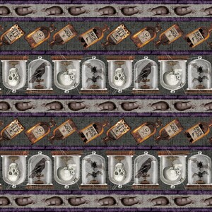 Spooky Vibes Halloween Border Stripe in Charcoal by Blank Quilting 2728-99