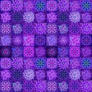 Dream Big Tiles Amethyst Digital Print Fabric by Hoffman Fabrics V5254-91