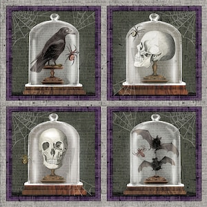 Spooky Vibes Halloween Block Panel 36&quot; in Charcoal by Blank Quilting 2729P-99