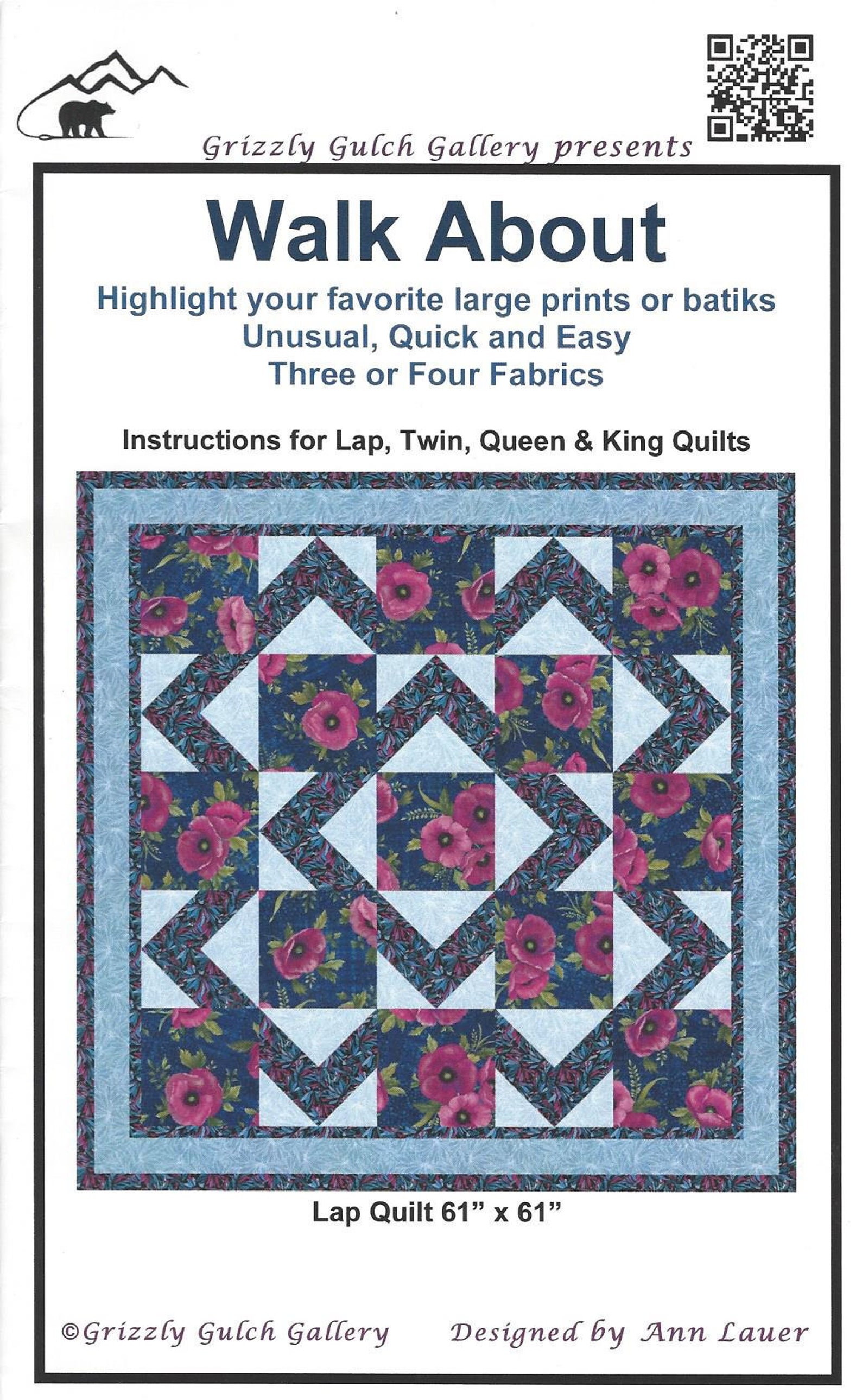 Walk About Quilt Pattern by Grizzly Gulch Gallery GGGWA shipping Only 2 ...
