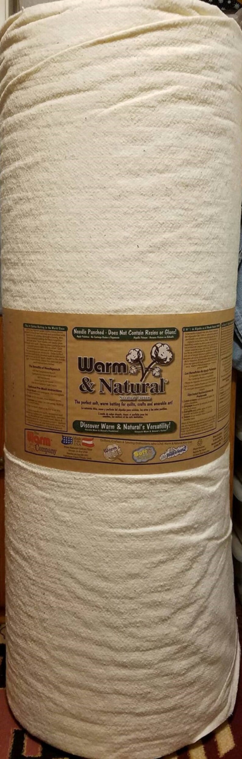 Warm & Natural Cotton Batting 90 Wide Sold By the Etsy