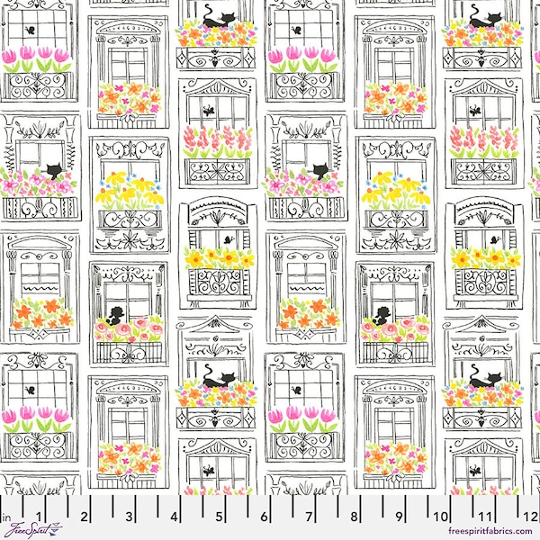 Bonjour Paris - Picture Window in White by Anne Keenan Higgins for Freespirit Fabrics PWAK024.XWHITE