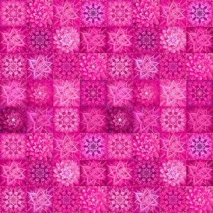 Dream Big Tiles Magenta Digital Print Fabric by Hoffman Fabrics V5254-72