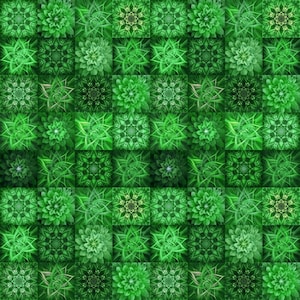 Dream Big Tiles Emerald Digital Print Fabric by Hoffman Fabrics V5254-31