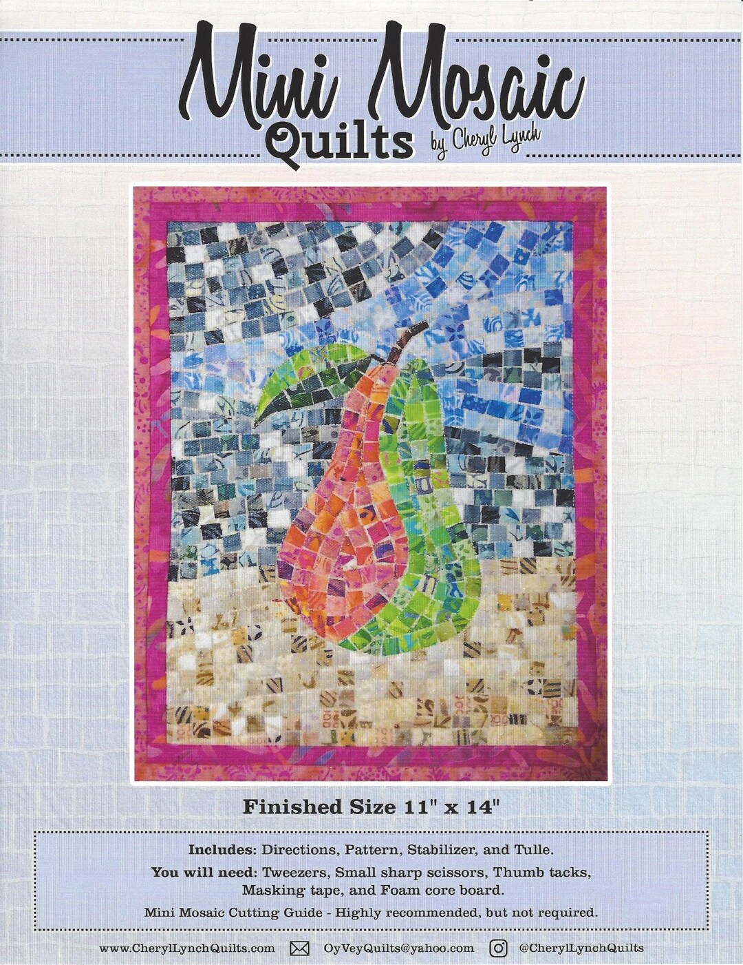 Pear Mini Mosaic Quilt Pattern by Cheryl Lynch Etsy