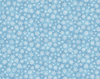 Silent Night Blue Snowflakes END OF BOLT 1.06 Yards by Abraham Hunter for Northcott | 25390-44