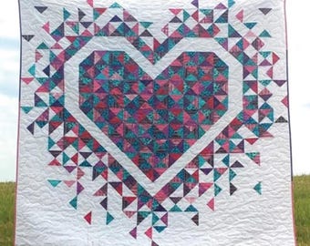 Exploding Heart Quilt Pattern | Modern Design, Fat Quarter Friendly