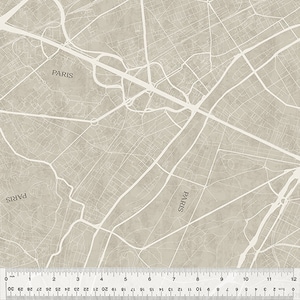 J'aime Paris - パリ ストリート マップ、トープ 53923-6、Windham Fabrics 製