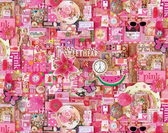Color Collage PInk End of Bolt 67 inches ( 1.86 yards) by Shelley Davies for Northcott