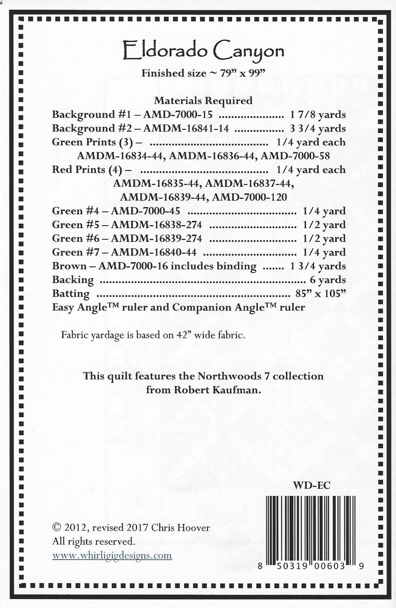 Patrón de edredón Eldorado Canyon de Whirligig Designs Sólo envío 2.87 imagen 2