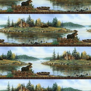 Borde de rayas de paisajes naturales de Northwood, por Hautman Brothers Wildlife Art para Northcott DP27542-78