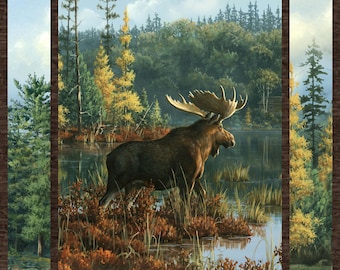 Northwood Naturescapes Wildlife Fabric Panel by Hautman Brothers for Northcott DP27540-78 | Scenic Digital Panel