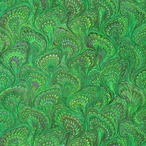 Marmorpapier Vorsatz in Smaragd Libelle der Raritäten von Robert Kaufman Fabrics SRKD-19602-40 Emerald