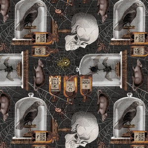 Spooky Vibes Halloween Motifs in Charcoal by Blank Quilting 2724-99