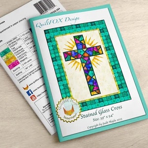 Stained Glass Cross Quilt Pattern by QuiltFOX *Domestic 1st Class Shipping Only 3.17*