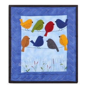 Birds on Wires Quilt Kit by Rachel&#39;s of Greenfield | K0421 | Applique Wall Hanging Kit | Precut Fabric & Pattern | DIY Quilting Project