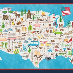 United States 24 inch Panel from the Stateside Collection by Blank Quilting 2122P-75 Blue