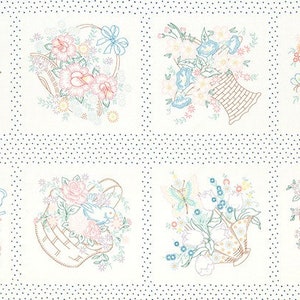 End of Bolt Panel and a Half in Vintage (Pastel Work) from Baskets of Blooms from Kaufman ADZ-20489-200 VINTAGE