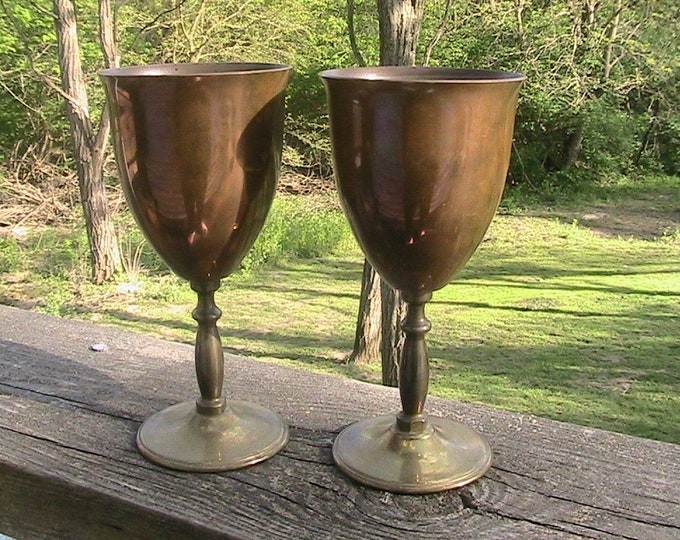 Copper Goblets, Set of 2 Vintage Copper Stemmed Goblets Etsy
