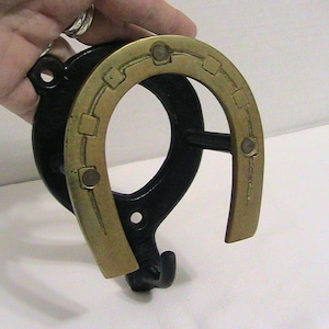 Horseshoe Hook, Cast Iron & Brass Horseshoe Wall Hook, England