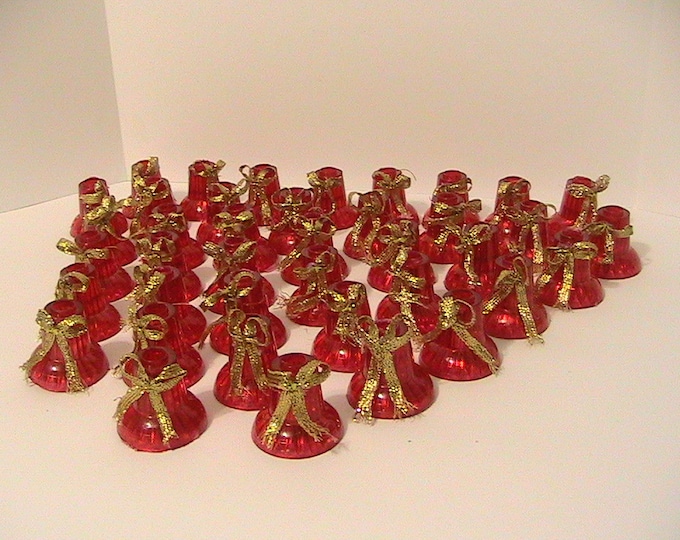 Christmas Bell Mini Light Covers, Vintage Red Bell Light Covers, Lot of