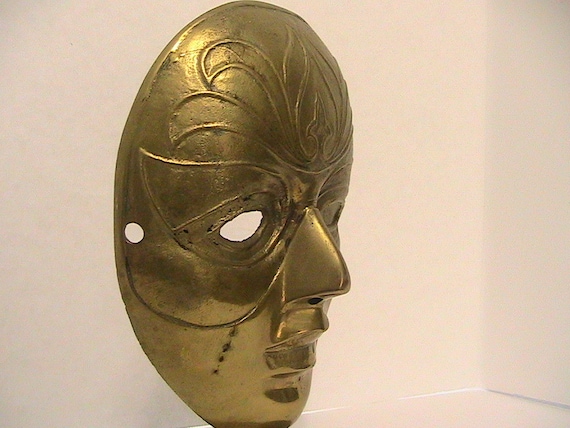 Brass Mask on Stand - image 3