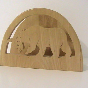 Napkin Holder, Vintage Wooden Alaskan Bear Napkin Holder
