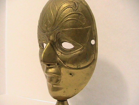 Brass Mask on Stand - image 2