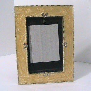 Accents  Gold Swirl Enamel Rhinestone 4x6 Picture Frame Stand