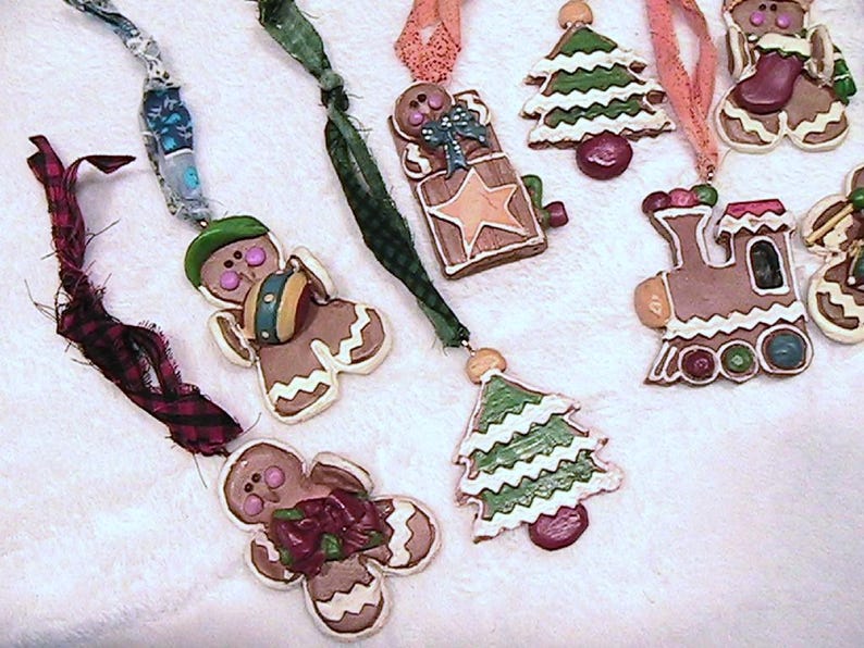 Ornaments, Vintage Polymer Clay Christmas Ornaments, Set of 8 Etsy