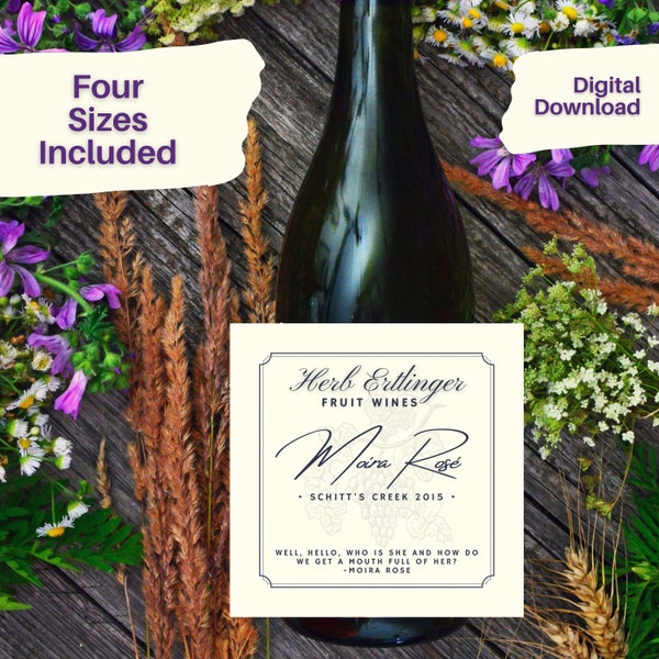 Moira’s Mispronunciations Herb Ertlinger Fruit Wine Parody Inspired by Schitt's Creek Moira Rose Wine Labels - Printable