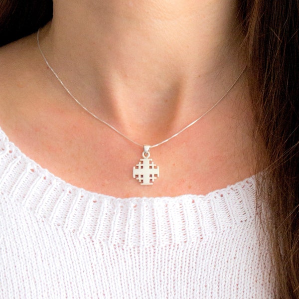 Delicate Crusader Cross Necklace, Jerusalem Cross Pendant, Holy land cross, Crusader Cross, religious necklace cross, Christian pilgrimage