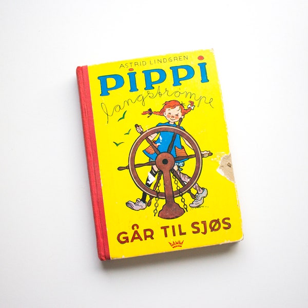 Vintage Pippi Langstrømpe går til sjøs Book, Pippi Longstocking Norway Edition, Norsk Astrid Lindgren Book, Pippi Book Astrid Lindgren