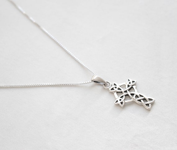 Delicate Celtic Knot Cross Necklace, Small Celtic… - image 4