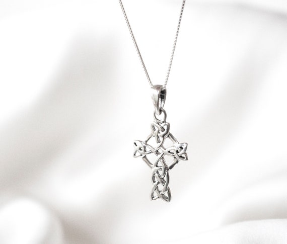 Delicate Celtic Knot Cross Necklace, Small Celtic… - image 5