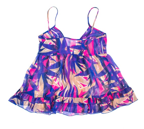 Tropical Silk Babydoll, Pink Violet sheer blouse,… - image 5