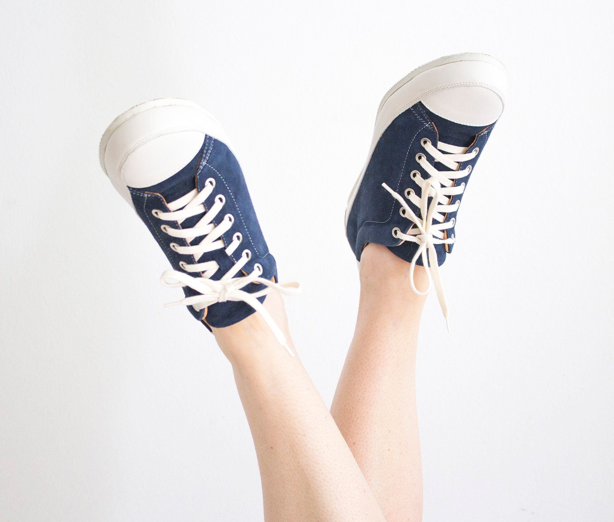 Vintage L'ecologica Sneaker Leather, Italien Leather Tie Sneakers