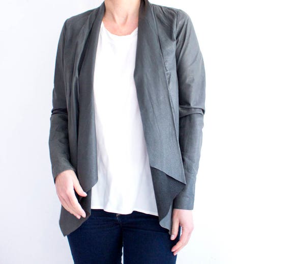 Vintage Grey Leather Jacket Vintage Frill Leather Jacket Women s Leather Jacket Waterfall Leather Jacket Gray Waterfall Leather Jacket Etsy UK