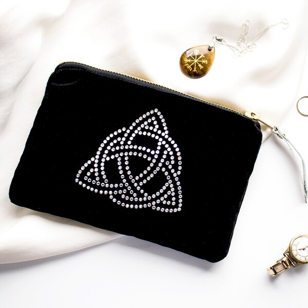 Knot Rhine Stones Zipper Handbags