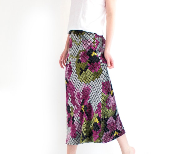 Vintage Moschino Maxi Skirt, Floral Velvet Cheap a