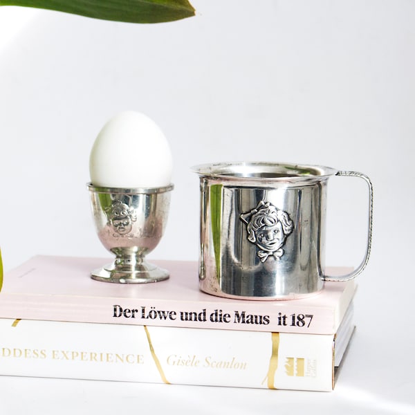 Vintage Haugrud Silver Egg Cup, Silver Plated Egg Holder, Silver Aksel Holmsen Mug, Gift Girl Cup Norwegian Silver Aksel Holmsen