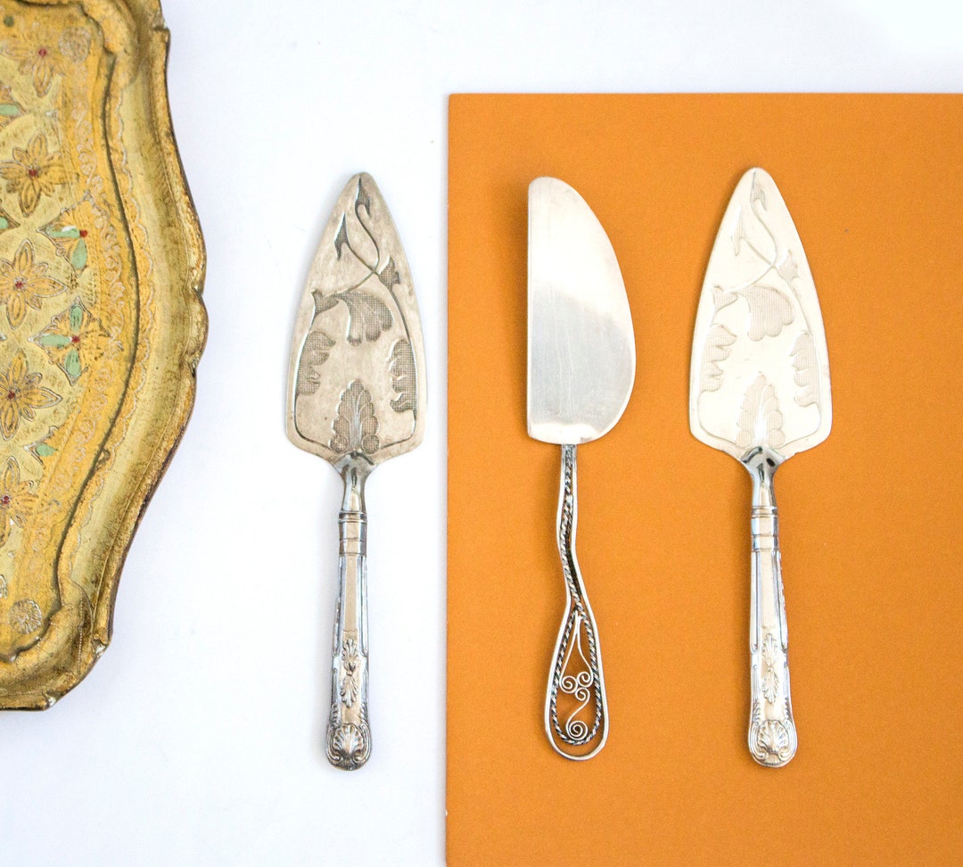 Vintage Silver Cake Server Art Nouveau, Crescent Cake Server, Antique