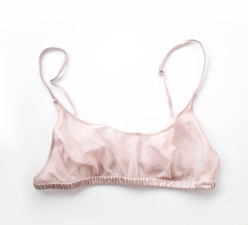 Vintage Silk Bralette Luxury Silk Lingerie Boudoir style bralette Pink Silk Chiffon Bralette Powder Pink Sheer Bralette