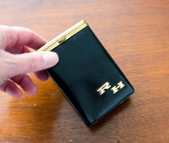 Antique leather cigarette case, vintage 1960's cig
