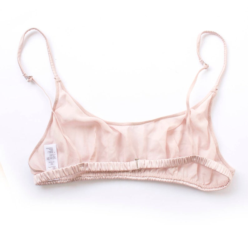 Vintage Silk Bralette Luxury Silk Lingerie Boudoir style bralette Pink Silk Chiffon Bralette Powder Pink Sheer Bralette