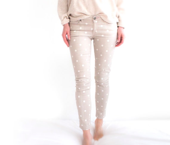 uitglijden deuropening Overblijvend Pastelroze skinny jeans met stippen poederroze skinny broek - Etsy België